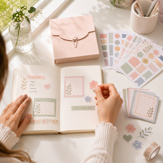 Aesthetic DIY Journal Sticker Kit – Soft Pastel Planner Stickers, Decorative Paper Labels & Scrapbook Accessories for Creative Journaling