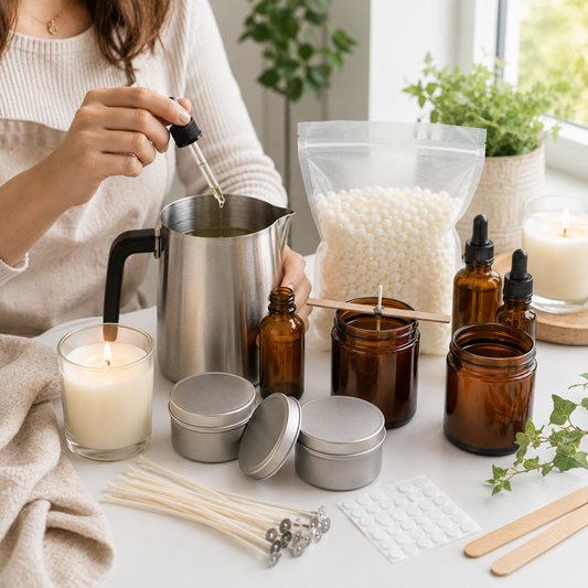 DIY Candle Making Kit – Wax Beads, Melting Pitcher, Amber Jars, Wicks & Candle Supplies for Handmade Candles, Home Décor & Creative Gifts