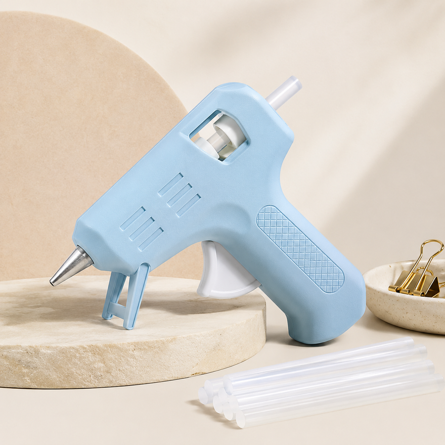Mini Hot Glue Gun Kit – Light Blue Craft Glue Gun with Glue Sticks for DIY Projects, Scrapbooking, Gift Wrapping & Creative Home Crafts