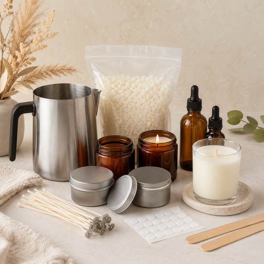 DIY Candle Making Kit – Wax Beads, Melting Pitcher, Amber Jars, Wicks & Candle Supplies for Handmade Candles, Home Décor & Creative Gifts