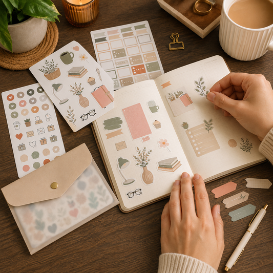 Aesthetic DIY Journal Sticker Set – Soft Neutral Planner Stickers, Decorative Labels & Scrapbook Accessories for Journaling, Notes & Creative Gift Projects
