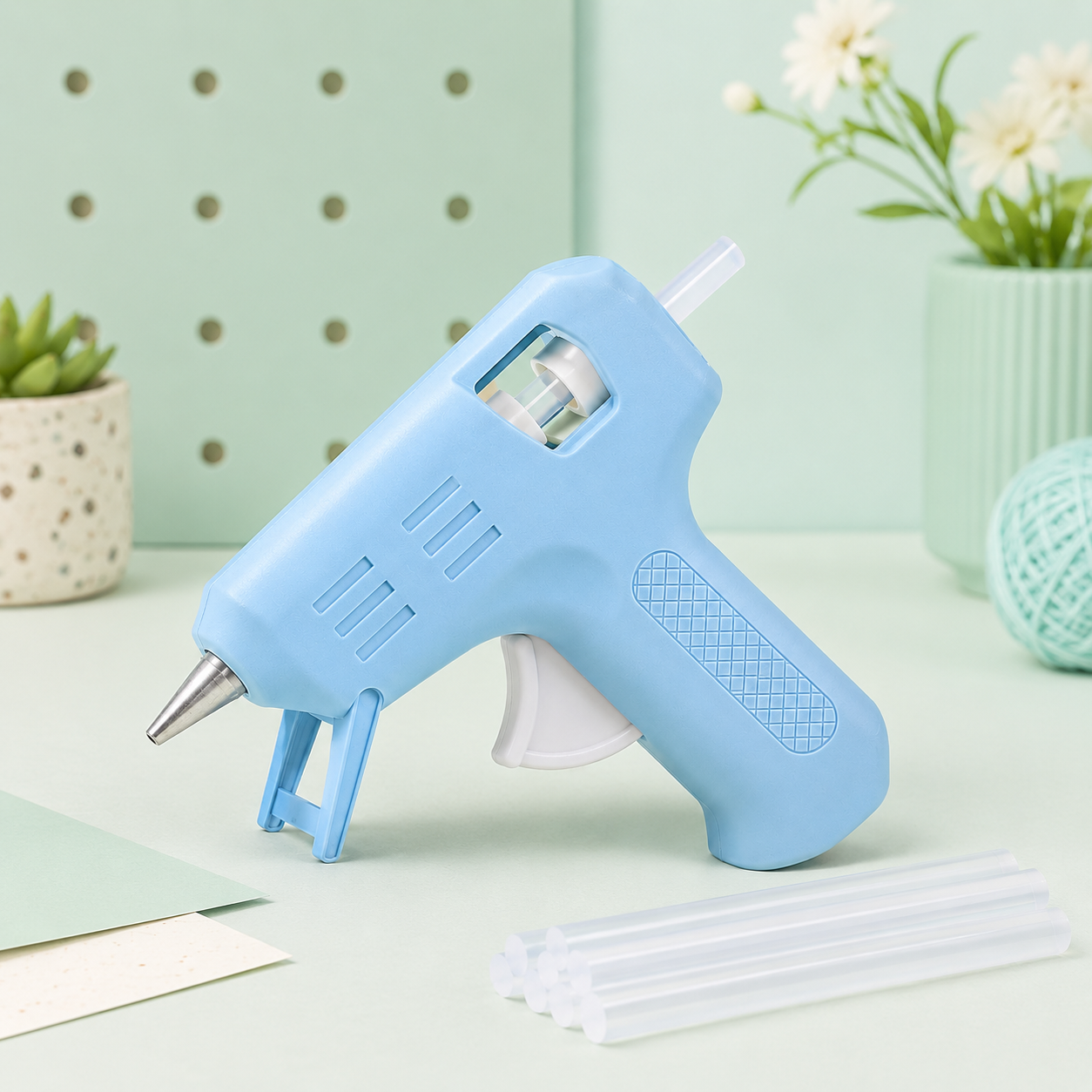 Mini Hot Glue Gun Kit – Light Blue Craft Glue Gun with Glue Sticks for DIY Projects, Scrapbooking, Gift Wrapping & Creative Home Crafts
