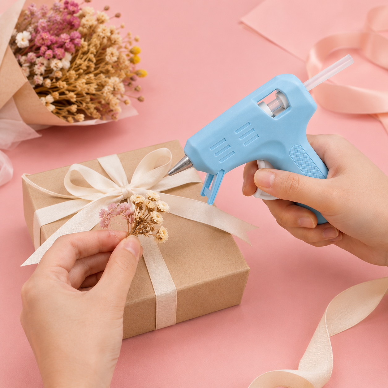 Mini Hot Glue Gun Kit – Light Blue Craft Glue Gun with Glue Sticks for DIY Projects, Scrapbooking, Gift Wrapping & Creative Home Crafts