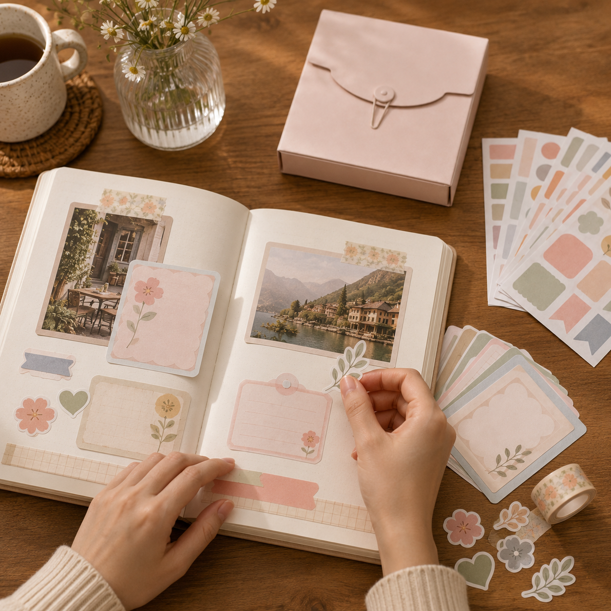Aesthetic DIY Journal Sticker Kit – Soft Pastel Planner Stickers, Decorative Paper Labels & Scrapbook Accessories for Creative Journaling