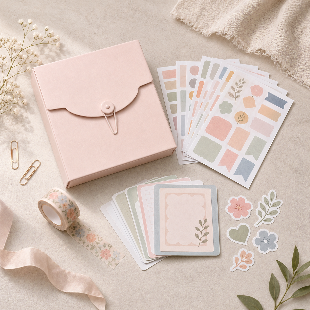Aesthetic DIY Journal Sticker Kit – Soft Pastel Planner Stickers, Decorative Paper Labels & Scrapbook Accessories for Creative Journaling
