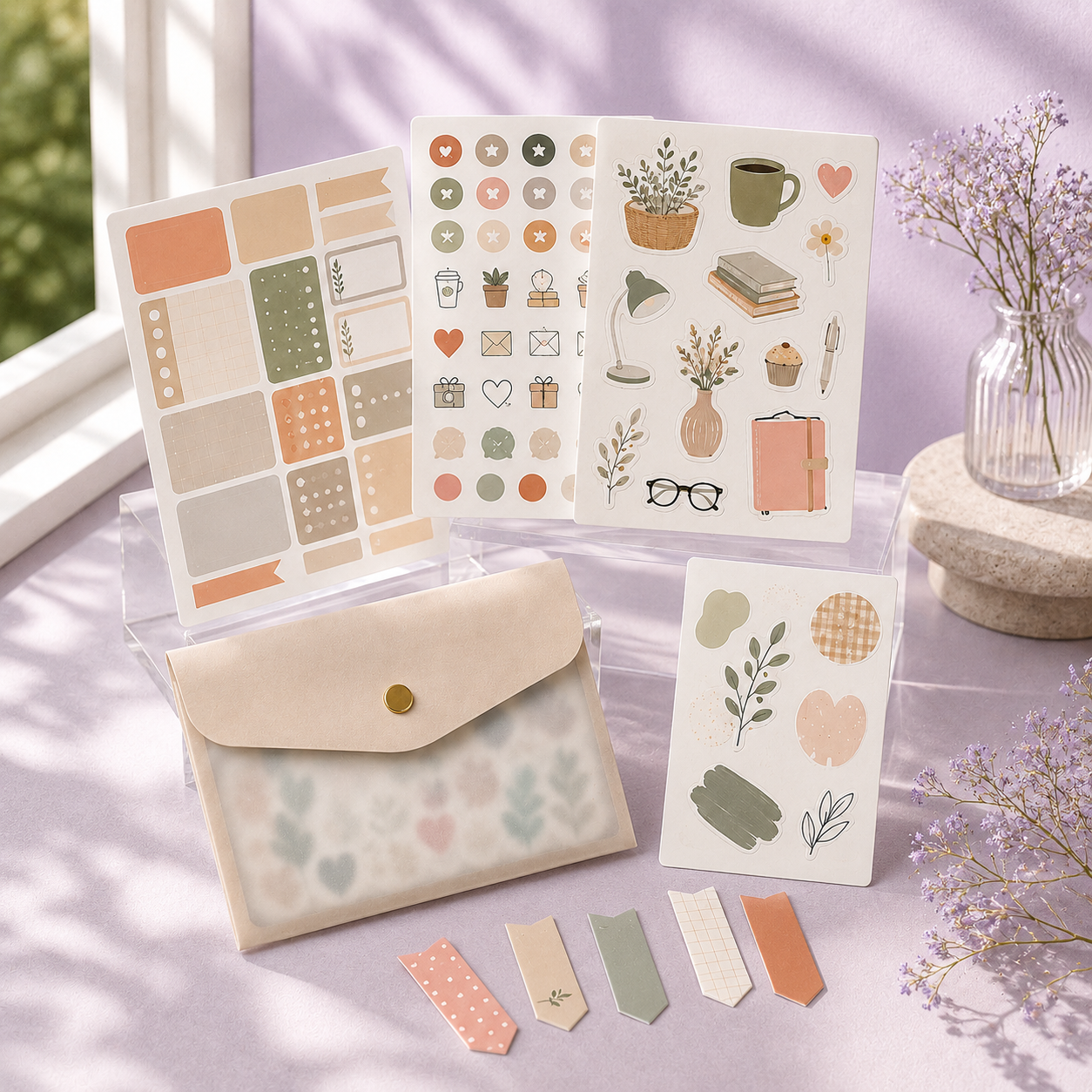Aesthetic DIY Journal Sticker Set – Soft Neutral Planner Stickers, Decorative Labels & Scrapbook Accessories for Journaling, Notes & Creative Gift Projects